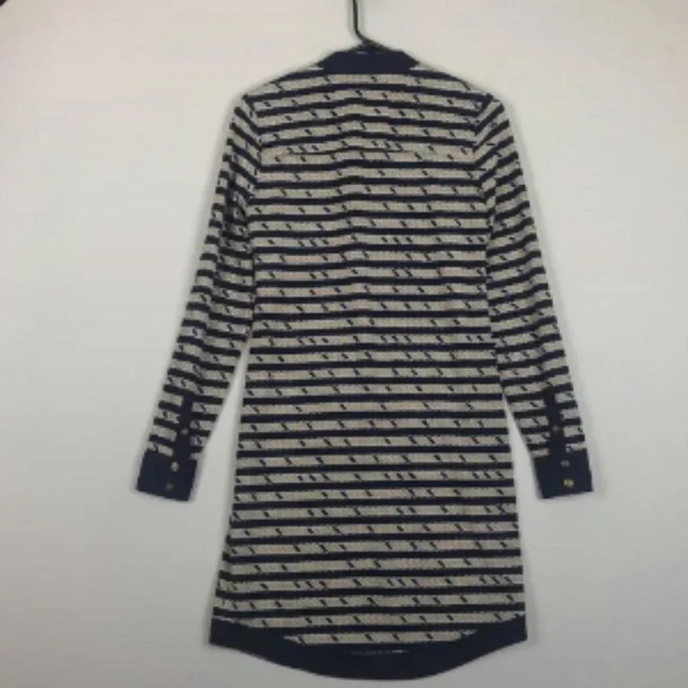 Tory Burch Suzette Shirt dress nautical navy rope size small